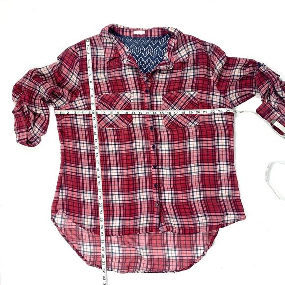 Plaid Sheer Button Down - Picture 6 of 7
